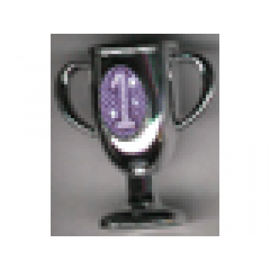chrome silver scala trophy with first place pattern sticker - set 3124