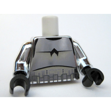 chrome silver torso sw armor stormtrooper black chest marking with line pattern chrome silver arms black hands