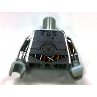 chrome silver torso sw tc-14 with blue red and white wires pattern chrome silver arms light bluish gray hands