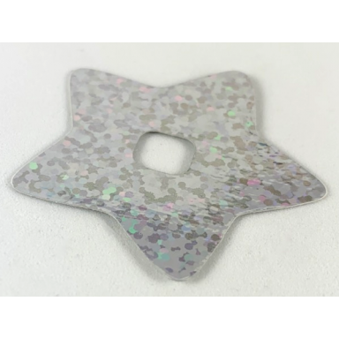 chrome silver clikits icon accent paper star 4 3 4 x 4 3 4 with holographic overlapping circles pattern