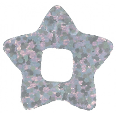 chrome silver clikits icon accent paper star 3 1 4 x 3 1 4 with holographic overlapping circles pattern