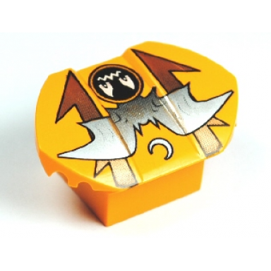 medium orange brick modified 2 x 2 no studs sloped with flared wings with ghost pattern