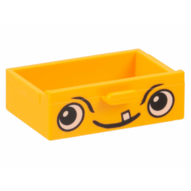 medium orange container cupboard 2 x 3 drawer with face pattern