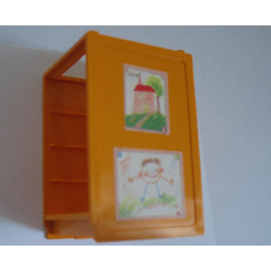 medium orange scala dresser without top with childrens drawings pattern sticker - set 3112