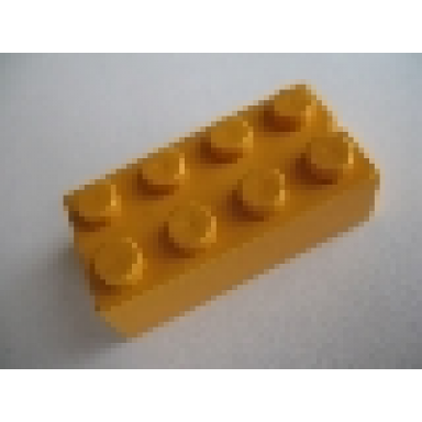 medium orange brick 2 x 4 without bottom tubes slotted with 1 slot