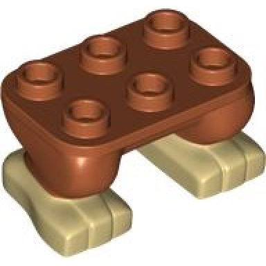 dark orange legs with plate round 2 x 3 with molded tan feet pattern