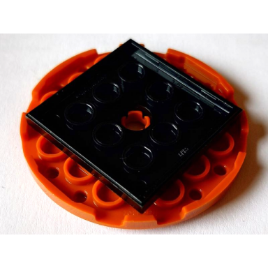 dark orange turntable 6 x 6 x 2 3 with black square base free-spinning 11213 61485