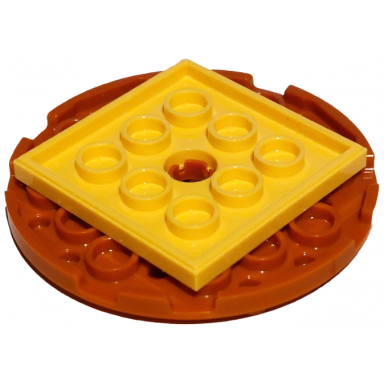 dark orange turntable 6 x 6 x 2 3 with yellow square base free-spinning 11213 61485