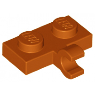 dark orange plate modified 1 x 2 with clip on side horizontal grip