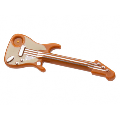 dark orange minifigure utensil musical instrument guitar electric with silver strings bridge and output jack and tan pickguard pattern