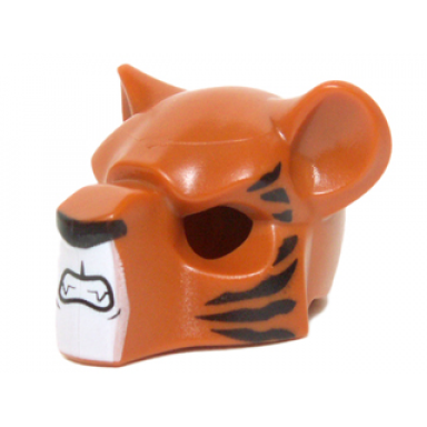 dark orange minifigure headgear mask feline with black nose large tiger stripes and fangs pattern