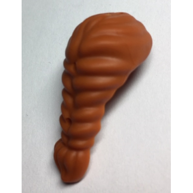 dark orange mini doll hair friends long ponytail french braided hole on top 2 holes on back