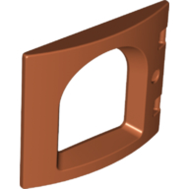 dark orange duplo door window pane 1 x 4 x 3 curved front with rounded pane
