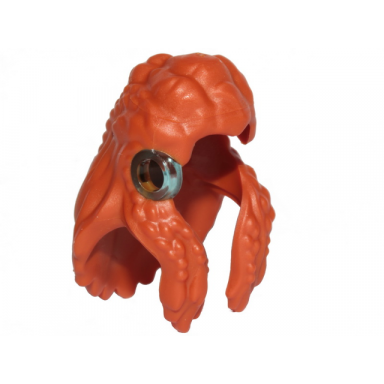dark orange minifigure hair female long wavy with braids with molded hard plastic trans-light blue ring pattern - flexible rubber