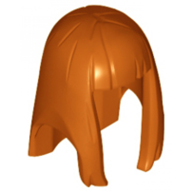 dark orange minifigure hair female long straight with bangs - flexible rubber