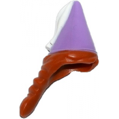 dark orange minifigure hair combo hair with hat hair in braid and medium lavender cone with white ribbon pattern