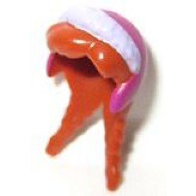 mini doll hair friends long with pigtails with magenta winter hat with lavender fur trim pattern