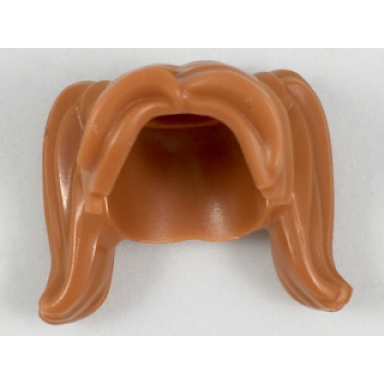 dark orange minifigure hair female pigtails high long bangs hole on top