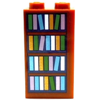 brick 1 x 2 x 3 with book case with holographic books pattern sticker - set 43193