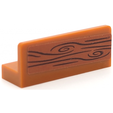 dark orange panel 1 x 3 x 1 with wood grain pattern sticker - set 41422