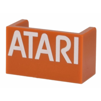 dark orange panel 1 x 2 x 1 with rounded corners and 2 sides with white atari pattern