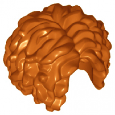 dark orange minifigure hair female very curly parted in middle