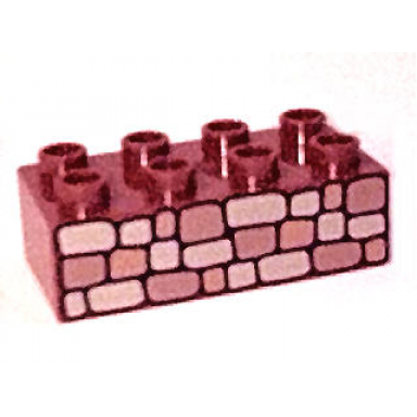 dark orange duplo brick 2 x 4 with stone wall pattern