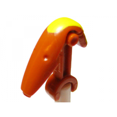 dark orange minifigure head modified mechanical sw battle droid with yellow insignia pattern