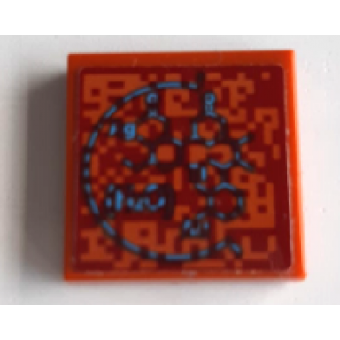 dark orange tile 2 x 2 with aromatic hydrocarbon chemical formula and h2o pattern sticker - sets 60226 60228