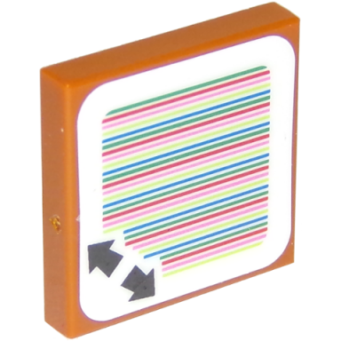 dark orange tile 2 x 2 with super mario scanner code double arrows pattern sticker - set 71365