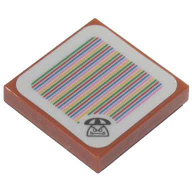 dark orange tile 2 x 2 with super mario scanner code parachute goomba pattern sticker - set 71386