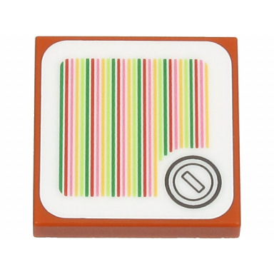 dark orange tile 2 x 2 with super mario scanner code coin pattern sticker - sets 71407 71412 71419 71423 71435