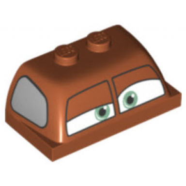 dark orange windscreen 2 x 4 x 1 1 3 with split front window with light green eyes and silver side window pattern