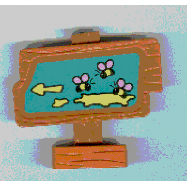 dark orange duplo road sign wood grain with three bees pattern