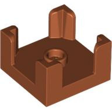 dark orange container box 2 x 2 x 1 half with stud and 4 corner supports