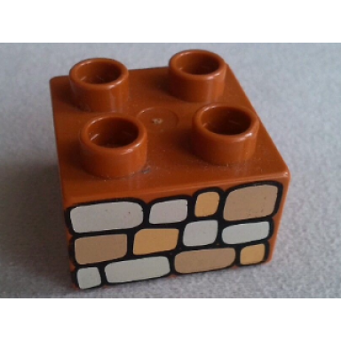 dark orange duplo brick 2 x 2 with stone wall pattern