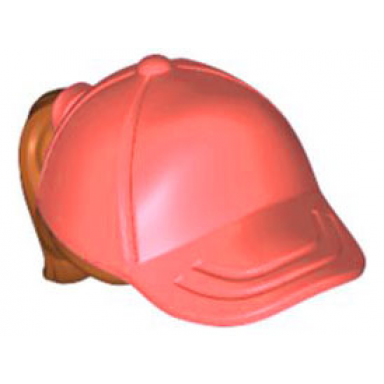 dark orange minifigure hair combo hair with hat ponytail with molded coral ball cap pattern