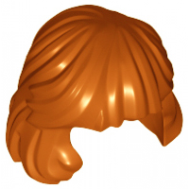 dark orange minifigure hair female mid-length combed behind ear