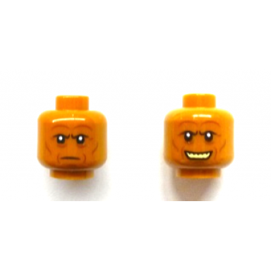 dark orange minifigure head dual sided alien with sw devaronian lines angry smile with teeth pattern labria karduesaimalloc