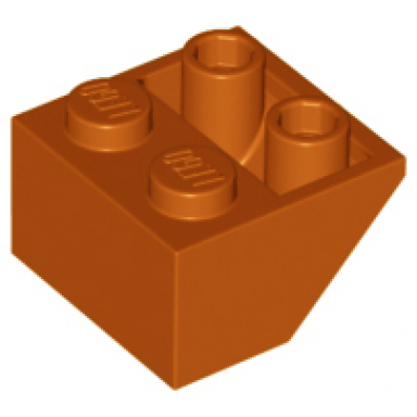 dark orange slope inverted 45 2 x 2 with flat bottom pin