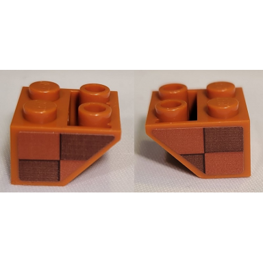 dark orange slope inverted 45 2 x 2 with flat bottom pin with dark orange and reddish brown checkered pattern on both sides model left side stickers - set 21331
