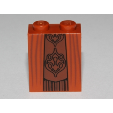 dark orange slope 65 2 x 2 x 2 with bottom tube with minifigure dress skirt robe sw neimoidian viceroy pattern