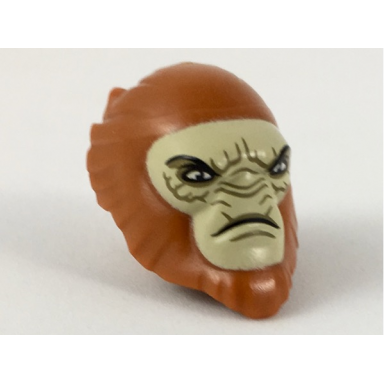 dark orange minifigure head modified hylobon with tan face and closed mouth frown pattern
