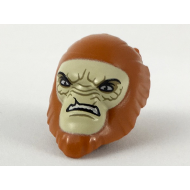 dark orange minifigure head modified hylobon with tan face and open mouth frown pattern