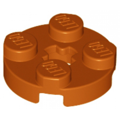 dark orange plate round 2 x 2 with axle hole
