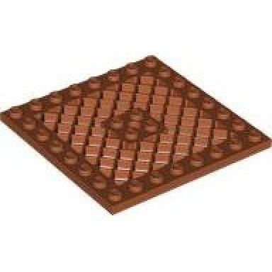 dark orange plate modified 8 x 8 with grille and hole in center
