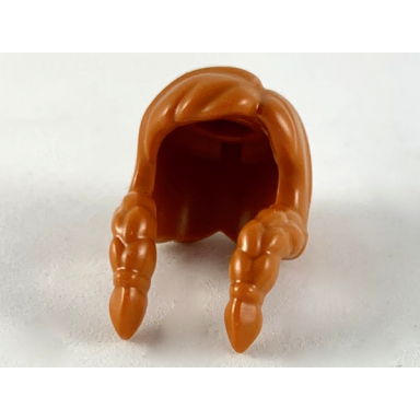 dark orange minifigure hair female parted on left with 2 long braids over shoulders