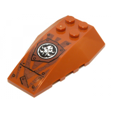 dark orange wedge 6 x 4 triple curved with white round chima mammoth symbol and reddish brown tiger stripes pattern sticker - set 70147
