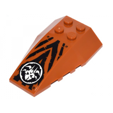 dark orange wedge 6 x 4 triple curved with white chima mammoth and black tiger stripes pattern sticker - set 70146
