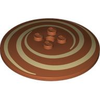 dark orange dish 6 x 6 inverted radar - solid studs with tan spirals swirls pattern